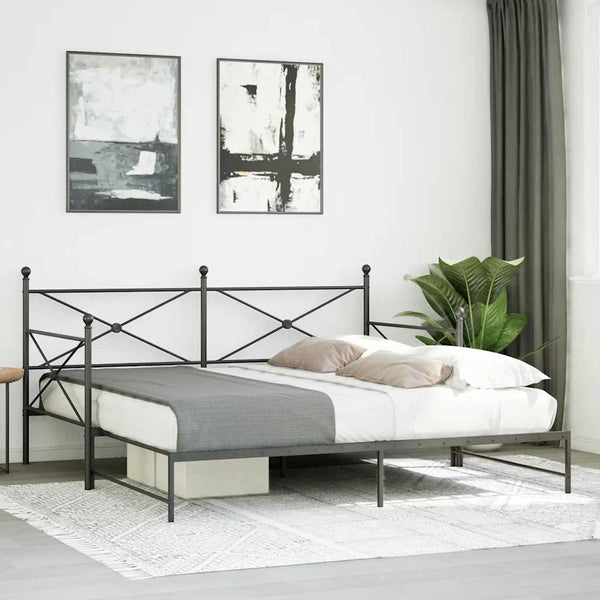 Ausziehbares Tagesbett Schwarz 107x203 cm