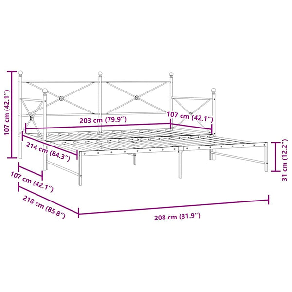 Ausziehbares Tagesbett Schwarz 107x203 cm