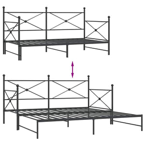 Ausziehbares Tagesbett Schwarz 107x203 cm