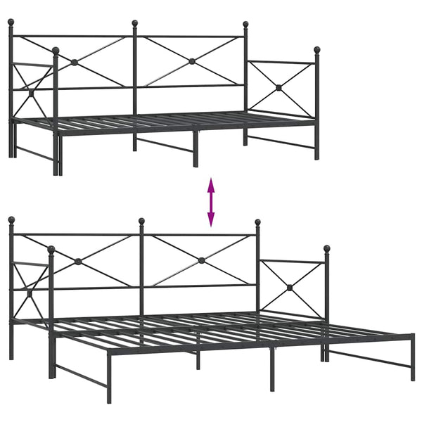 Ausziehbares Tagesbett Schwarz 107x203 cm