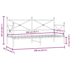 Tagesbett Weiß 80x200 cm Stahl