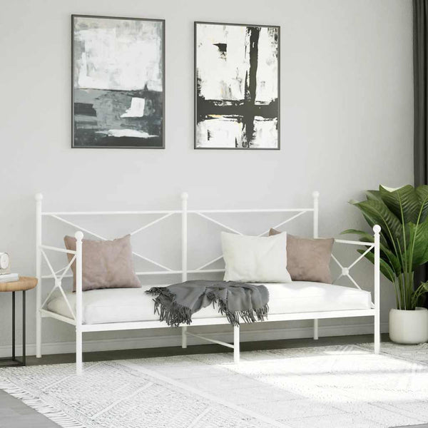 Tagesbett Weiß 90x200 cm Stahl