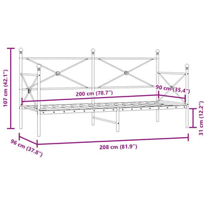 Tagesbett Weiß 90x200 cm Stahl