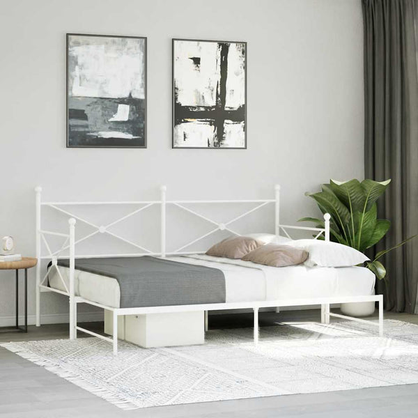 Ausziehbares Tagesbett 75x190 cm Weiß
