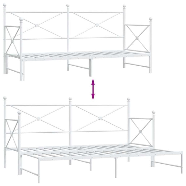 Ausziehbares Tagesbett 75x190 cm Weiß