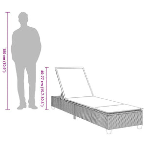 Sonnenliege Braun mit Auflagen Poly Rattan