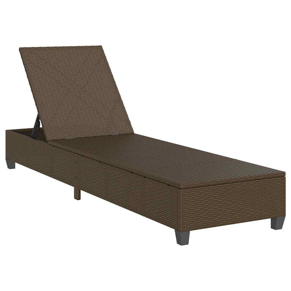 Sonnenliege Braun mit Auflagen Poly Rattan
