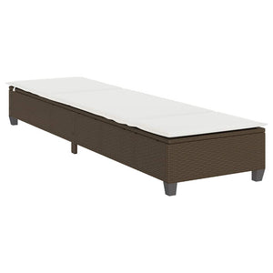 Sonnenliege Braun mit Auflagen Poly Rattan