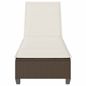 Sonnenliege Braun mit Auflagen Poly Rattan