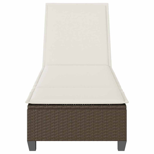 Sonnenliege Braun mit Auflagen Poly Rattan