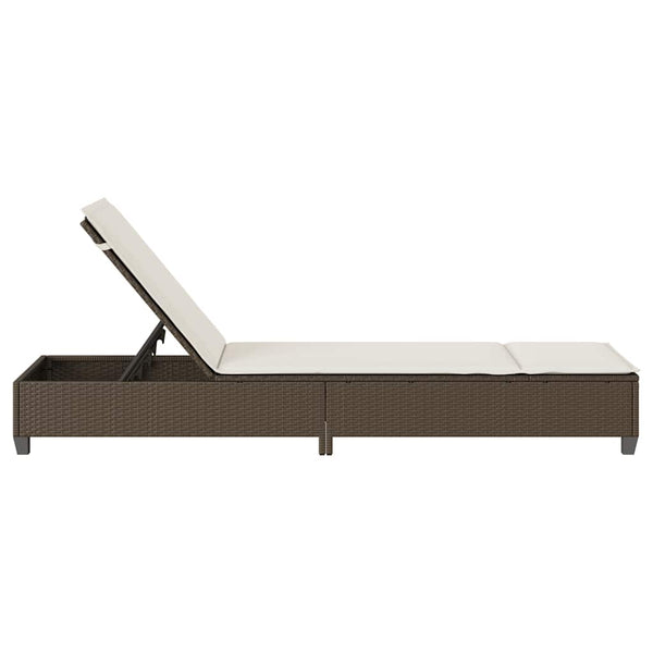 Sonnenliege Braun mit Auflagen Poly Rattan