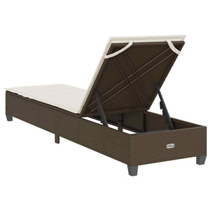 Sonnenliege Braun mit Auflagen Poly Rattan