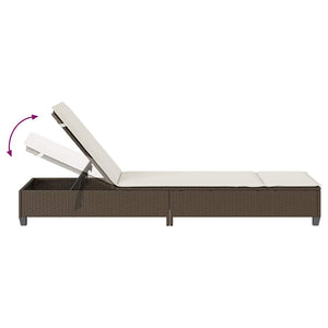 Sonnenliege Braun mit Auflagen Poly Rattan