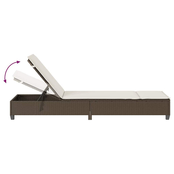 Sonnenliege Braun mit Auflagen Poly Rattan