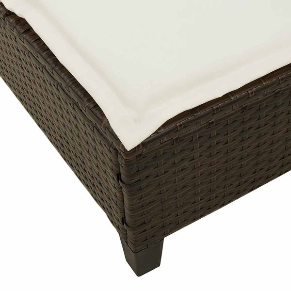 Sonnenliege Braun mit Auflagen Poly Rattan