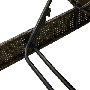 Sonnenliege Braun mit Auflagen Poly Rattan