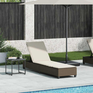 Sonnenliege Braun mit Auflagen Poly Rattan