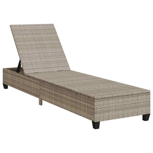 Hellgraue Poly Rattan Sonnenliege mit Auflagen
