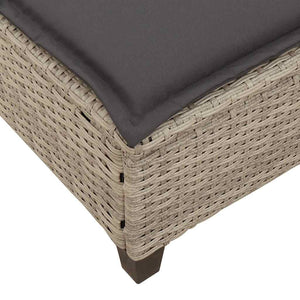 Hellgraue Poly Rattan Sonnenliege mit Auflagen