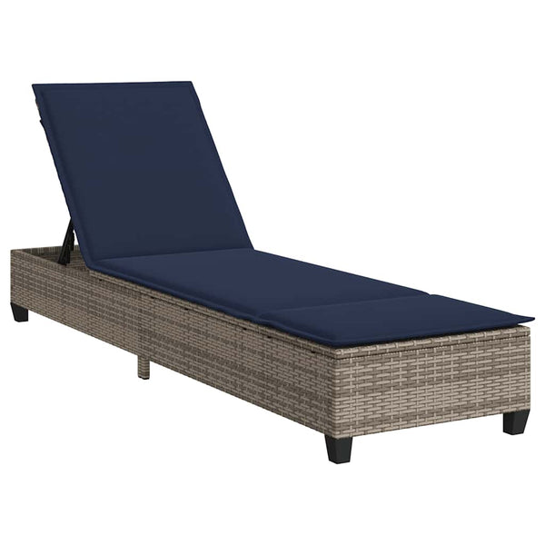 Graue Poly Rattan Sonnenliege mit Auflage