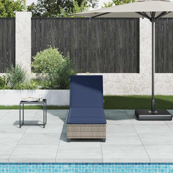 Graue Poly Rattan Sonnenliege mit Auflage