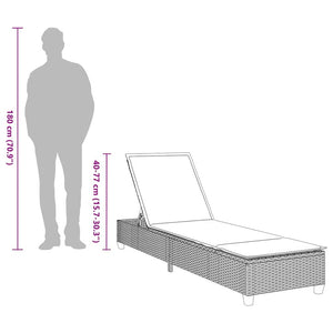Graue Poly Rattan Sonnenliege mit Auflage