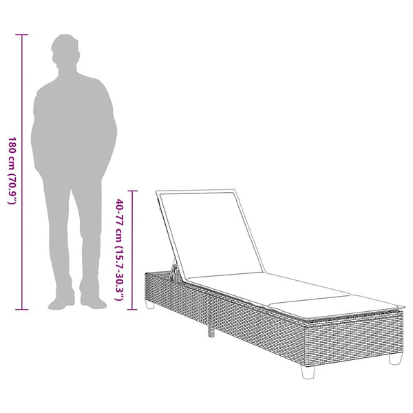 Graue Poly Rattan Sonnenliege mit Auflage