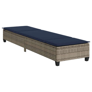 Graue Poly Rattan Sonnenliege mit Auflage