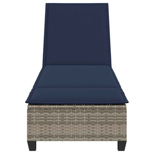 Graue Poly Rattan Sonnenliege mit Auflage