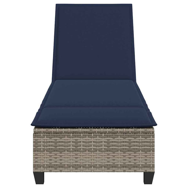 Graue Poly Rattan Sonnenliege mit Auflage
