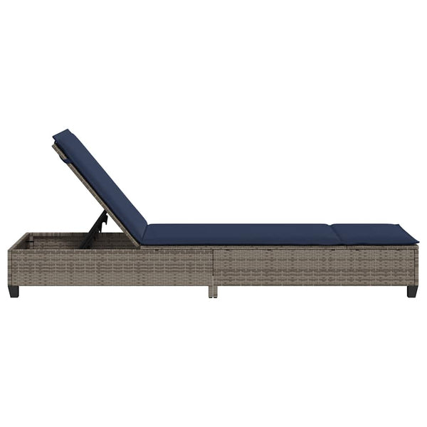 Graue Poly Rattan Sonnenliege mit Auflage