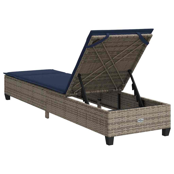 Graue Poly Rattan Sonnenliege mit Auflage