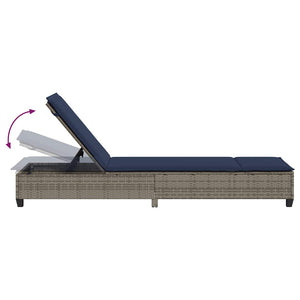 Graue Poly Rattan Sonnenliege mit Auflage
