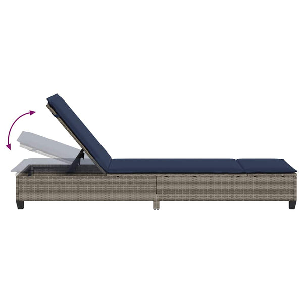 Graue Poly Rattan Sonnenliege mit Auflage