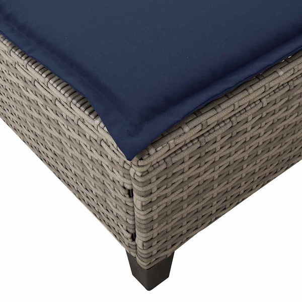 Graue Poly Rattan Sonnenliege mit Auflage