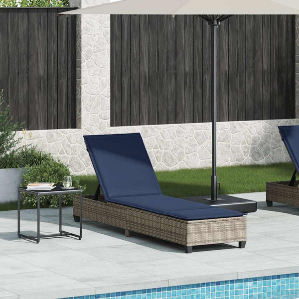 Graue Poly Rattan Sonnenliege mit Auflage