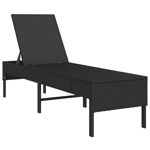Schwarze Poly Rattan Sonnenliege mit Auflage
