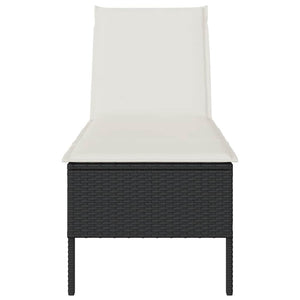 Schwarze Poly Rattan Sonnenliege mit Auflage