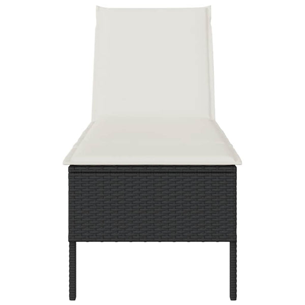 Schwarze Poly Rattan Sonnenliege mit Auflage