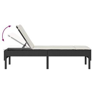 Schwarze Poly Rattan Sonnenliege mit Auflage