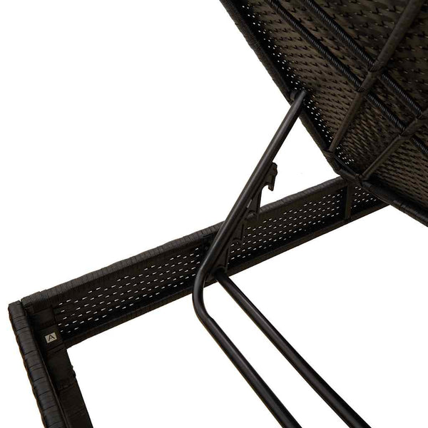Schwarze Poly Rattan Sonnenliege mit Auflage