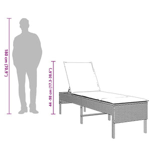 Schwarze Poly Rattan Sonnenliege mit Auflage