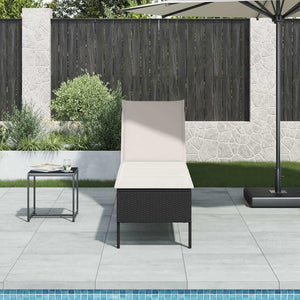Schwarze Poly Rattan Sonnenliege mit Auflage