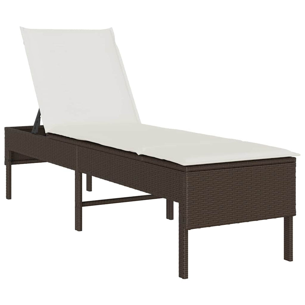 Poly Rattan Sonnenliege Braun mit Auflage