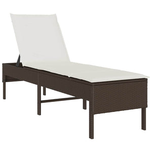 Poly Rattan Sonnenliege Braun mit Auflage