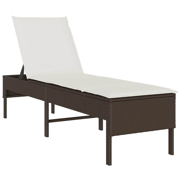 Poly Rattan Sonnenliege Braun mit Auflage