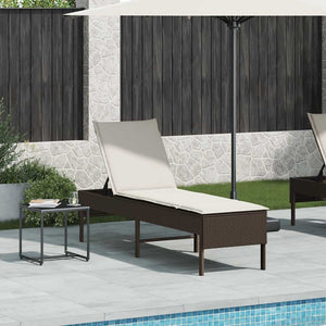 Poly Rattan Sonnenliege Braun mit Auflage