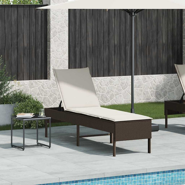 Poly Rattan Sonnenliege Braun mit Auflage