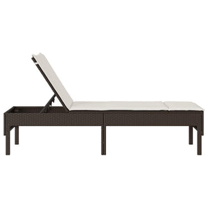 Poly Rattan Sonnenliege Braun mit Auflage