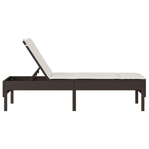 Poly Rattan Sonnenliege Braun mit Auflage